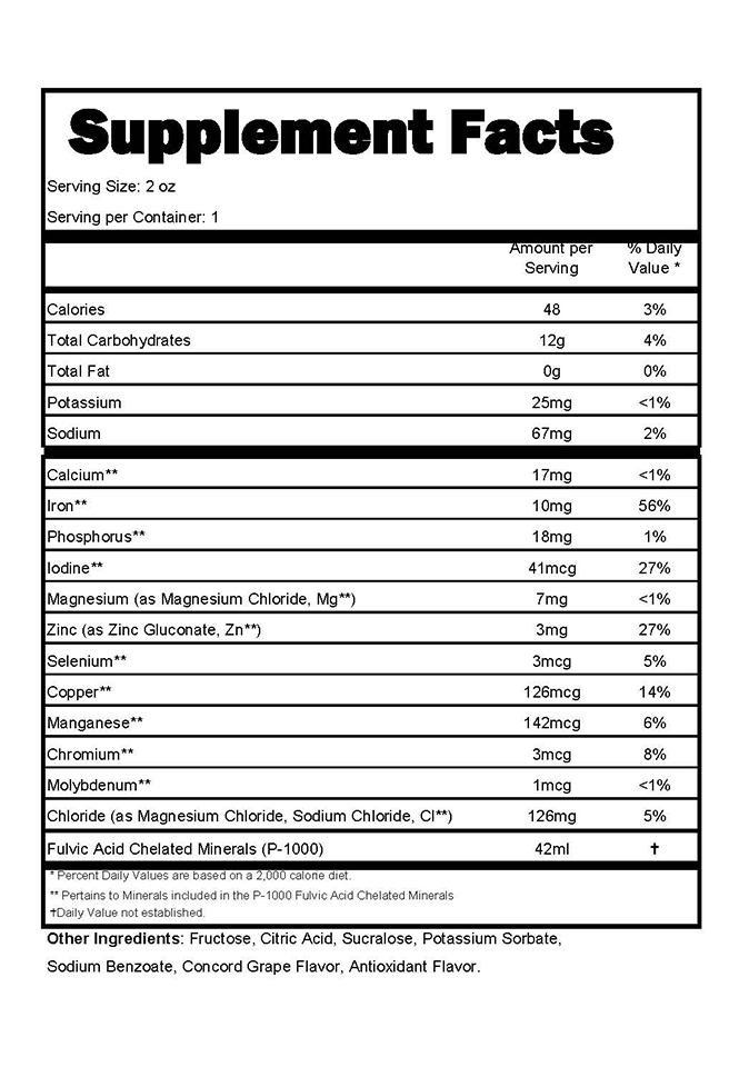 Mega Mineral Grape Supplement Fact sheet 06.16.22
