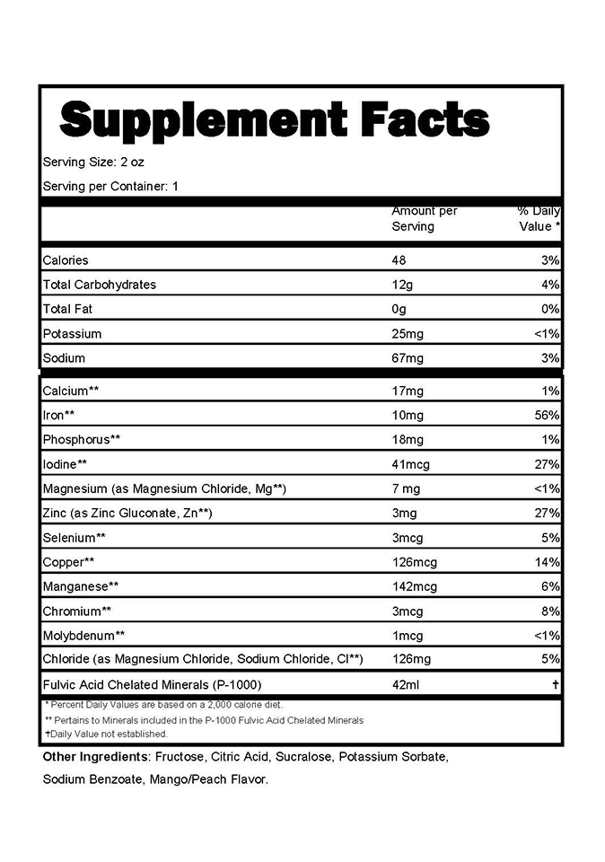 Mega Mineral Peach.Mango Supplement Fact sheet 06.16.22